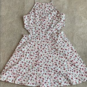 Floral high neck side cut out sundress